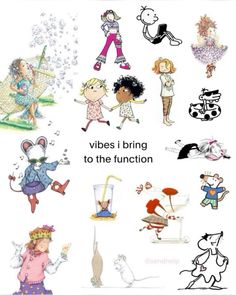 an image of children's drawings with the words vibes bring to the function