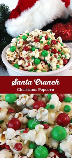 christmas popcorn with green and red candies