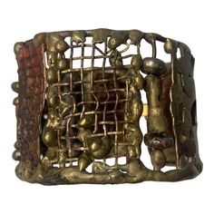 This is part of Chairish's Costume Jewelry Collection.  A striking cuff bracelet composed of hand made panels of brass and bronze by Pal Kepenyes in several different brutalist designs is from the same estate as the Milagros necklace.  This piece is unsigned and at some point the previous owner replaced the clasp.  It is in good, unsigned condition. Measurements; Length 7"    Width 1.75" Milagros Necklace, Cameos Jewelry, Jewelry Reference, Brutalist Jewelry, Brutalist Design, Metal Forming, Junk Jewelry, Modernist Jewelry, Medieval Jewelry