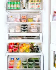 an open refrigerator filled with lots of different types of vegetables and fruit in it's doors