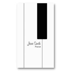 a white business card with a black piano on the front and bottom, that says jane smith