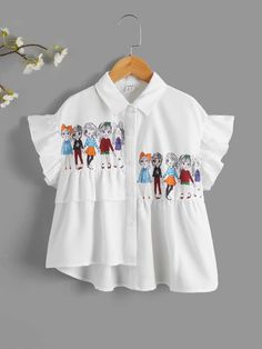 Dress Designs For Stitching, Kids Tshirt Designs, Kids Garments, Cotton Frocks, Ankara Style, Baby Frocks Designs, Girls Shirt, Girls Blouse, Girl Shirt