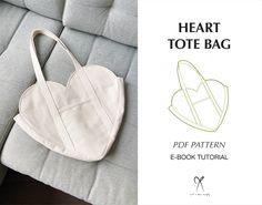 the heart tote bag sewing pattern is shown