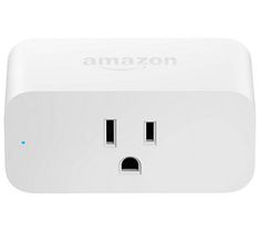 an amazon outlet with two outlets and one plugged in the middle, on a white background