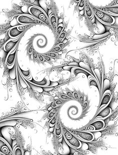 an intricate black and white pattern with swirls