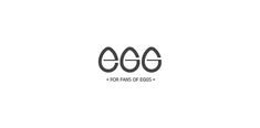 an egg logo with the words for fans of eggs in black on a white background