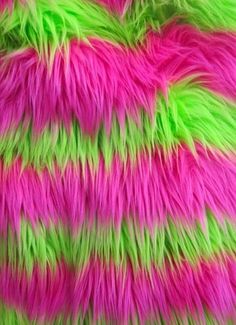 pink, green and yellow furry fabric