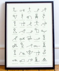 a framed poster with an image of different types of people doing yoga