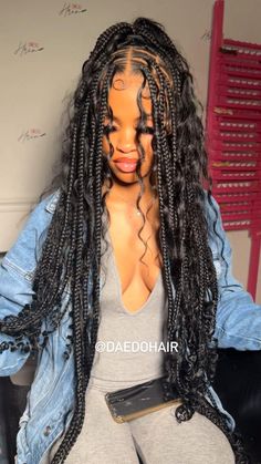 Shoulder Hairstyles For Women, Birthday Knotless Braids, Styles To Style Your Knotless Braids, Jumbo Knotless Braids Bohemian, Braided Hairstyles For Black Women Medium, Boho Knotless Style Ideas, Knotless Braids Hairstyles Boho, Jumbo Knotless Box Braids Bohemian, Bohemian Jumbo Braids