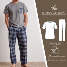 Get a big discount with the Bundle Shop Pattern: https://www.etsy.com/listing/1695033562/Sewing Pattern Bundle Men Pajama Pants and T-Shirt, Pajama Pattern, sewing patterns pjs, Lounge Pants Sewing Pattern PDF, Sewing Pattern for Men, Men Sewing Patterns Format :Letter, A0, A4 Seam allowances are included. All seams 1 cm; seam allowance for hem of garment and hem of sleeve - 2.0 cm. Size: XS - 5XL Language : English Sewing instructions: This pattern is of intermediate complexity, but it is recom Lounge Pants Sewing Pattern, Men Sewing Patterns, Men Pajama Pants, Men Pajama, Men Pants Pattern, Sewing Men, Flannel Pjs, Mens Pajama Pants, Pajama Pattern