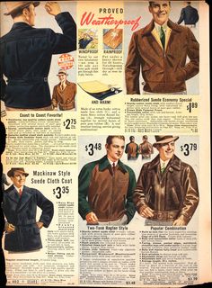 Fall Fashion Men, 1940s Outfits, Rockabilly Outfits, Clothing Catalog