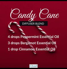 candy cane diffuser blend with 4 drops peppermint essential oil, 3 drops bergamot essential oil and 1 drop cinnamon essential oil