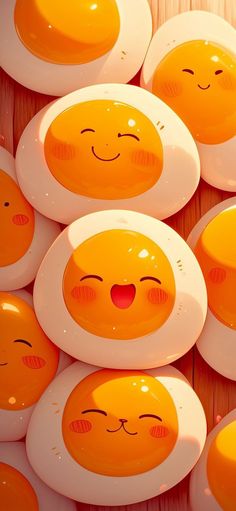 many eggs with faces drawn on them