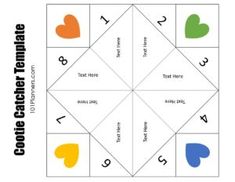 the four squares are arranged together to form an origami style paper block with hearts