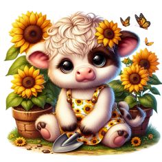 Spring Flowers Clipart, Decorations For Baby Shower, Random Products, Cow Clipart, Clipart Baby, Feminine Tattoo, Highland Cows, Baby Cow, Flowers Clipart