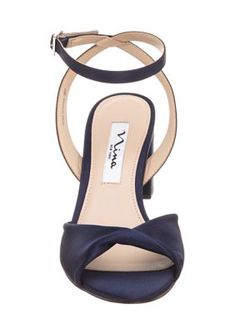 Lofted by a chunky block heel, these sandals from Nina are enhanced with an ankle strap for a secure fit. | Nina Women's Nigella Sandals, Navy Blue, 8M Bridal Party Accessories, Navy Blue Heels, Navy Heels, Navy Blue Shoes, Something Navy, Ankle Wrap Sandals, Blue Bridal, Chunky Block Heels, Ankle Wrap