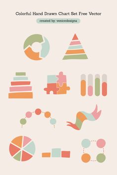 Colorful Hand Drawn Chart Set Free Vector Infographic Diagram, Graphic Design Elements, Canva Elements, Profile Page, Canva Design, Set Free, Start Up Business, Icon Set, Design Elements