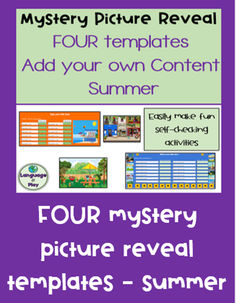 four mystery pictures with the text'four templates for your own content summer '