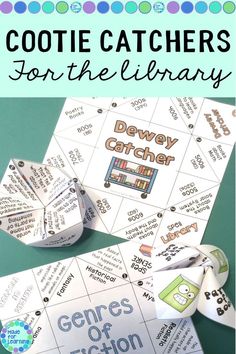 a close up of a game on a table with the words, cotton catchers for the library