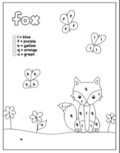 a coloring page with an image of a fox and butterflies