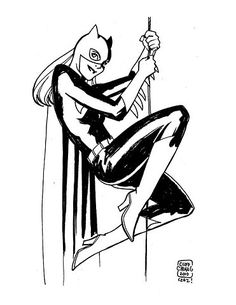 a black and white drawing of a batman sitting on top of a pole holding a bat