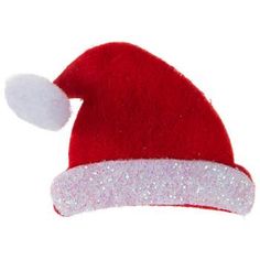 a red santa hat with white sequins on it's brimming