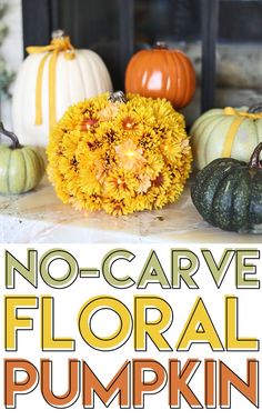 no - carve floral pumpkins with text overlay