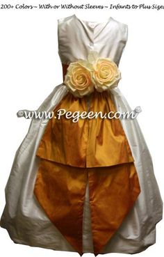 Ivory and Grapefruit Matching Jim Hjelm Papaya Flower Girl Dresses Style 383