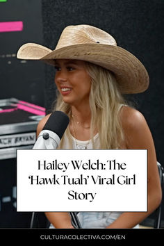 a woman wearing a cowboy hat and holding a microphone