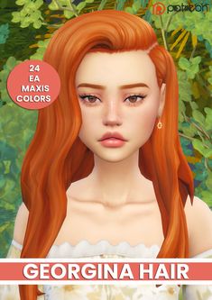 *GEORGINA HAIR* | Lady Simmer on Patreon Lady Simmer, The Sims 4 Patreon, Cc Mods, Medieval Hairstyles, Sims 4 Patreon, 50s Hairstyles, Side Part Hairstyles