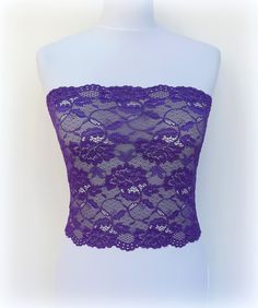 Purple see through elastic lace tube top strapless by MissLaceAccessories on Etsy Beautiful Clothes