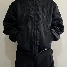 Marithè Fràncois Girbaud Men's Black Bomber Jacket - Preloved