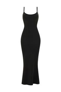 Elevate your wardrobe with this super soft, drapey slip dress that offers a comfortable, body-hugging fit. This maxi length dress features a flattering straight neckline, ribbed fabric, and partially adjustable spaghetti straps. Spaghetti Strap Long Bodycon Dress, Black Long Bodycon Dress, Long Body Con Dress, That Girl, Populaire Outfits, Bodycon Maxi Dress, Long Bodycon Dress, Colors Orange, Fitting Dress