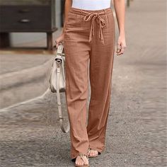 Fashion Women Solid Color Linen Sashes Straight Casual Long Pants Trousers Description: 1.It is made of high quality materials with comfortable fabricse for your daily wearing! 2.Point:Solid, High Waist,Elastic Waist,Sashes 3.The waist-closing effect makes your body look better. 4.Sport and casual to wear ,New Look, 5.The pants is perfect for seaside holidays,etc. Product information: Season:All seasons Gender:Women,Girls Style:Fashion,Casual Material:Cotton Linen Pattern Type:Solid Decoration: Wide Leg Pants Pattern, Celana Fashion, Casual Linen Pants, Pants Woman, Casual Summer Pants, Cheryl Cole, Cotton Linen Pants, Loose Trousers, Linen Casual