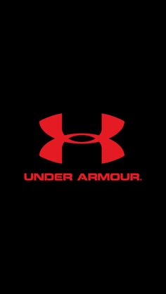 the under armour logo is shown on a black background with red letters and an image of a