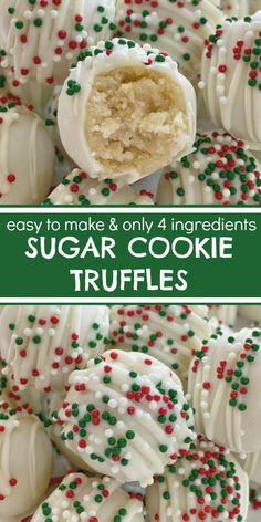 sugar cookie truffles with white frosting and sprinkles