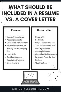 what should be included in a resume vs a cover letter? - write style online