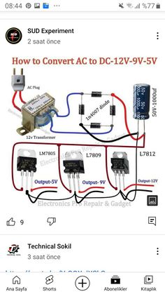 the wiring diagram for how to convert ac to dc