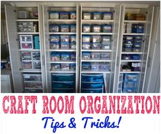 an organized pantry with plastic containers and bins