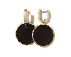 About The Bases: Can be worn alone. Each Earring has a track on the back where Lozenges or Discs are inserted. Once the earring is closed, the earring is "locked". 18k gold About The Lozenges: These mini versions of our shiny black Discs measure 2cm x 2cm. They can be added to Lozenges or worn on their own with the Earring Base. 18k gold Black And Gold Earrings, Marla Aaron, Biker Chain, Black Jade, Hook Bracelet, Disc Earrings, Gold Baby, Pearl Strands, Rose Gold Earrings