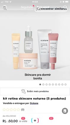 the website for skin care products is displayed on an iphone screen, and it appears to be in spanish