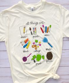 Substitute Teacher Tshirt, Art Teacher Shirts Designs, Art Teacher Outfits Elementary, Art Teacher Shirt, Prek Tshirts, Art Club Shirt, Art Teacher Clothes, Art Teacher Outfits Aesthetic, Teacher Picture Day