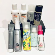 All Brand New Travel Sized Haircare Items. Total Of 9 Items. Brands Include Living Proof Perfect Hair Day, Batiste Dry Shampoo Tropical, Rusk Pro Texture Volumizing Mist, Biolage Air Dry Glotion, Drybar Detox Dry Shampoo, Sebastian Preset Shampoo And Conditioner, Bosley Shampoo And Conditioner. Batiste Dry Shampoo, Living Proof, Dry Shampoo, Perfect Hair, Shampoo And Conditioner, Hair Day, All Brands, White Silver, Air Dry