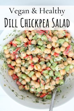a white bowl filled with chickpea salad