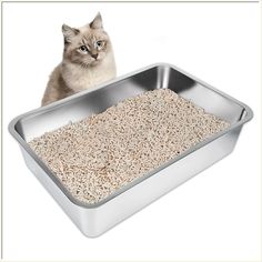 Stainless Steel Cat Litter Box, Large Metal Litter Box for Cats Rabbits, Never Absorbs Odors,Stain Free, Rustproof, Non Stick High Sided Litter Box, Best Litter Box, Automatic Cat Litter, Catering Trays, Cat Stain, Best Cat Litter, Cat Litter Tray, Litter Mat, Litter Tray