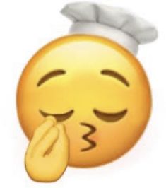 an emoticive smiley face with a chef hat on top of it's head