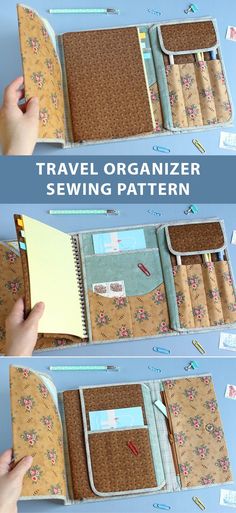 an open travel organizer sewing pattern with instructions to make it