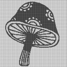 a black and white image of a mushroom on a gray background with the words mushrooms written below it