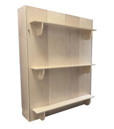 a wooden shelf with two shelves attached to it