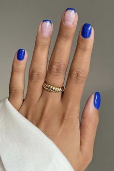 Royal Blue Nails, Unghie Sfumate, Short Gel Nails, Summery Nails, Chic Nails, Minimalist Nails